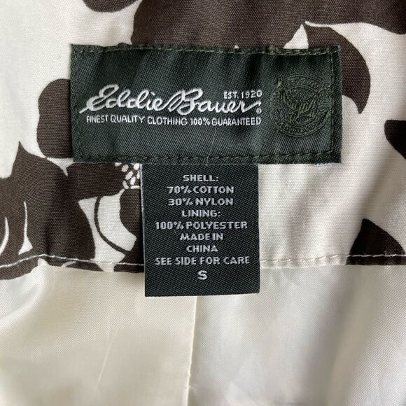 Eddie Bauer Brown and White Floral Rain Jacket Size S EUC - Picture 8 of 8